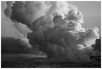 Plume from lava ocean entry. Hawaii Volcanoes National Park ( black and white)