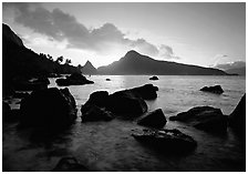 Sunrise from South Beach, Ofu Island. National Park of American Samoa ( black and white)