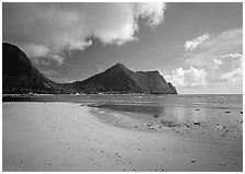 Sand beach in Vatia Bay, Tutuila Island. National Park of American Samoa ( black and white)