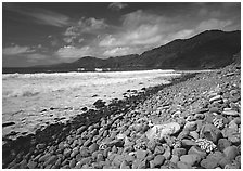 Beached coral heads and Vatia Bay, mid-day, Tutuila Island. National Park of American Samoa ( black and white)