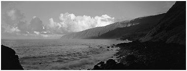 Coastline, Tau Island. National Park of American Samoa (Panoramic black and white)