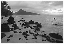 Balsalt boulders on South Beach, Ofu Island. National Park of American Samoa (black and white)