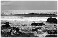 Boulders and surf, Tau Island. National Park of American Samoa (black and white)