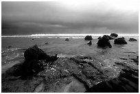Approaching storm over ocean, Siu Point, Tau Island. National Park of American Samoa ( black and white)
