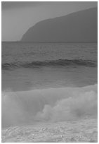 Turquoise waters in surf, Tau Island. National Park of American Samoa ( black and white)