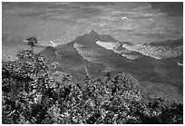 Tropical vegetation and turquoise waters in Vatia Bay, Tutuila Island. National Park of American Samoa (black and white)