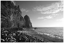 Pola Island cliffs, early morning, Tutuila Island. National Park of American Samoa ( black and white)