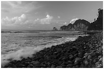 Pola Island from Tuafanua Beach, sunset. National Park of American Samoa ( black and white)