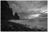 Pola Island at dawn, long exposure. National Park of American Samoa ( black and white)