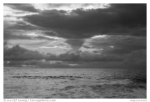 Tropical clouds at sunrise. National Park of American Samoa (black and white)