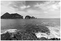 Pola Island from Sauma Point. National Park of American Samoa ( black and white)