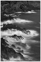 Wave action on rocks from Sauma Point. National Park of American Samoa ( black and white)