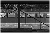 Parking lot, Visitor Center. National Park of American Samoa ( black and white)