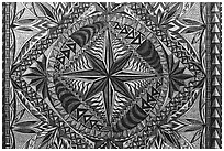 Textile art with Samoan motif, Visitor Center. National Park of American Samoa ( black and white)