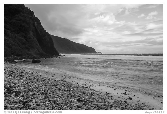 Coral rubble at east end of Ofu Beach. National Park of American Samoa (black and white)