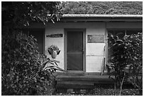 Vacant Ofu Ranger Station Visitor Center facade. National Park of American Samoa ( black and white)