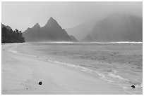 Ofu Beach in the rain. National Park of American Samoa ( black and white)