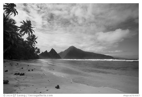 Ofu Beach and Olosega Island. National Park of American Samoa (black and white)