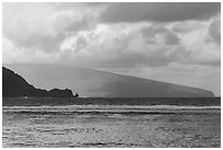 Tau Island from Ofu Beach, afternoon. National Park of American Samoa ( black and white)