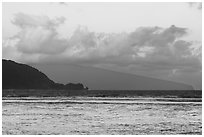 Tau Island from Ofu Beach, sunset. National Park of American Samoa ( black and white)