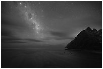 Milky Way, Asaga Strait, and Sunuitao Peak, Ofu Island. National Park of American Samoa ( black and white)