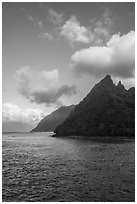 Sunuitao Peak from Asaga Strait, early morning. National Park of American Samoa ( black and white)