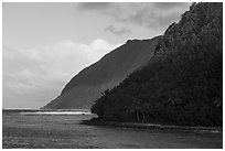 Ofu south coast, early morning. National Park of American Samoa ( black and white)