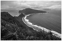 Ofu South Beach and Olosega Island from Tumu Mountain. National Park of American Samoa ( black and white)