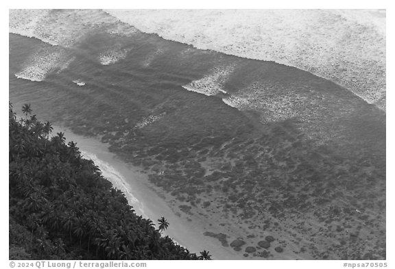 Ofu South Beach Reefs from above. National Park of American Samoa (black and white)