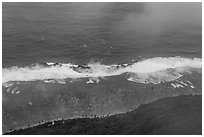 Lagoon and ocean from above with clouds, Ofu Island. National Park of American Samoa ( black and white)