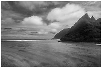 Asaga Strait and Sunuitao Peak at midday, Ofu Island. National Park of American Samoa ( black and white)