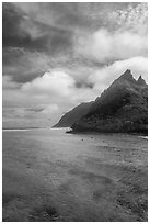 Turquoise waters of Asaga Strait and Sunuitao Peak, Ofu Island. National Park of American Samoa ( black and white)