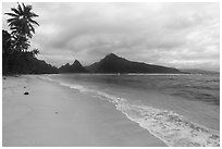 Ofu Beach on cloudy day. National Park of American Samoa ( black and white)