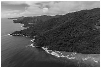 Aerial view of Amaulau Bay, Tuitula. National Park of American Samoa ( black and white)