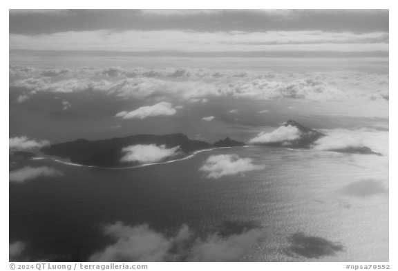 Aerial view of Manua Islands. National Park of American Samoa (black and white)