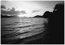 Sunrise, Leinster bay. Virgin Islands National Park, US Virgin Islands. (black and white)