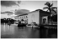 Visitor center at dusk. Virgin Islands National Park ( black and white)