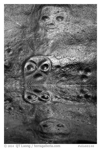 Petroglyph and reflections. Virgin Islands National Park (black and white)