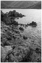 Rocks on jagged shoreline, Yawzi Point. Virgin Islands National Park ( black and white)