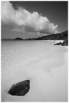 Tropical beach with white sand and turquoise waters, Trunk Bay. Virgin Islands National Park ( black and white)