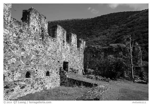 Annaberg Sugar Mill ruins. Virgin Islands National Park (black and white)