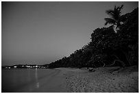 Honeymoon beach at night. Virgin Islands National Park ( black and white)
