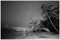 Salomon beach at night. Virgin Islands National Park ( black and white)