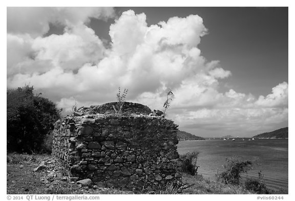 Leprosiarum building, Hassel Island. Virgin Islands National Park (black and white)
