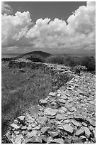 Shipleys Battery and island highest point, Hassel Island. Virgin Islands National Park ( black and white)