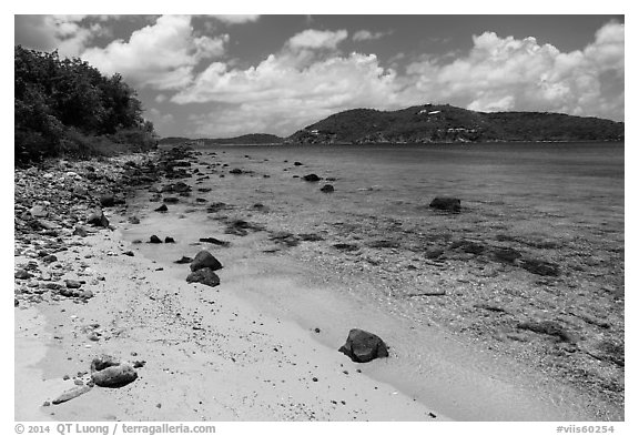 Beach, Hassel Island. Virgin Islands National Park (black and white)
