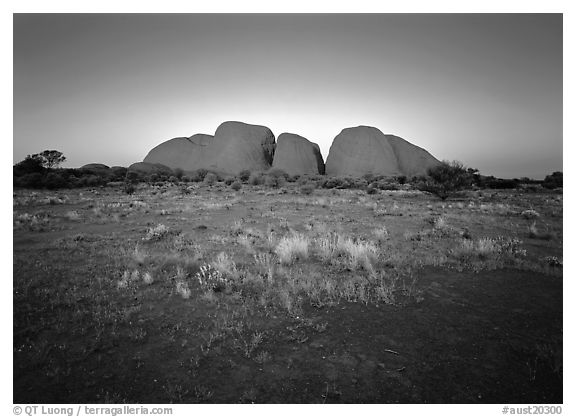 Olgas at sunset. Olgas, Uluru-Kata Tjuta National Park, Northern Territories, Australia (black and white)