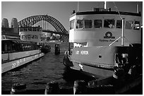 Ferries with Harbor bridge in the background. Sydney, New South Wales, Australia ( black and white)