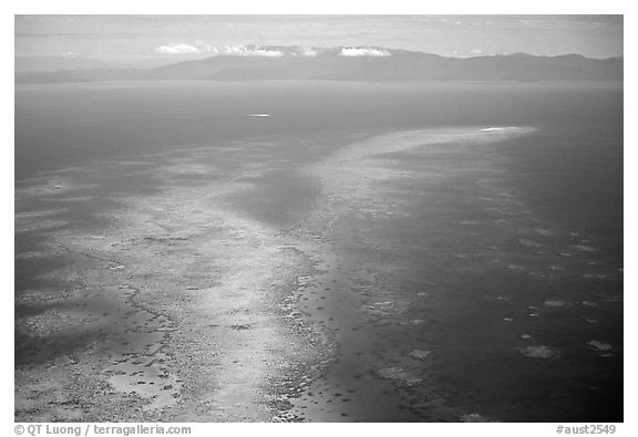 Aerial view of an island  near Cairns. The Great Barrier Reef, Queensland, Australia