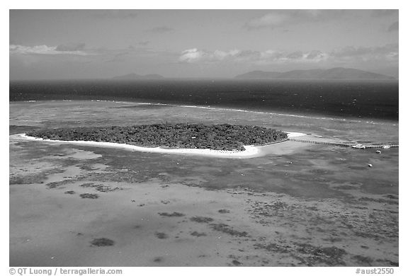 Aerial view of a sand bar  near Cairns. The Great Barrier Reef, Queensland, Australia